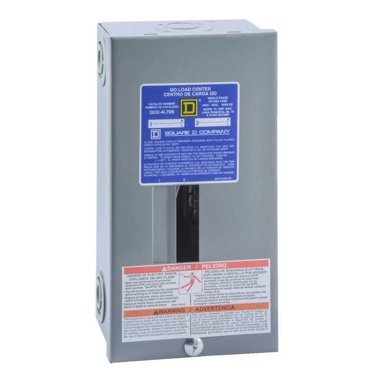 120/240V 70A SQUARE D Circuit Breaker Box Main Load Center 2 Spaces 4 Circuits